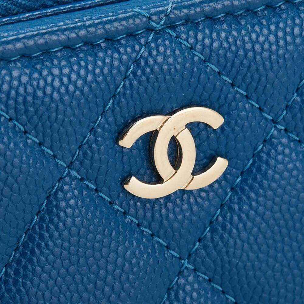 CHANEL Blue Caviar Leather Logo Wallet - Picture 7 of 10